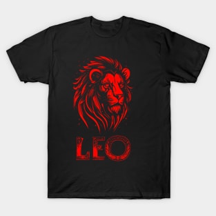 Red Leo Zodiac T-Shirt